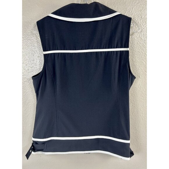 Chicos Zynergy Vest Black & White Zipper Side Buckles Size 1 M LOOKS UNWORN EUC - Picture 5 of 9